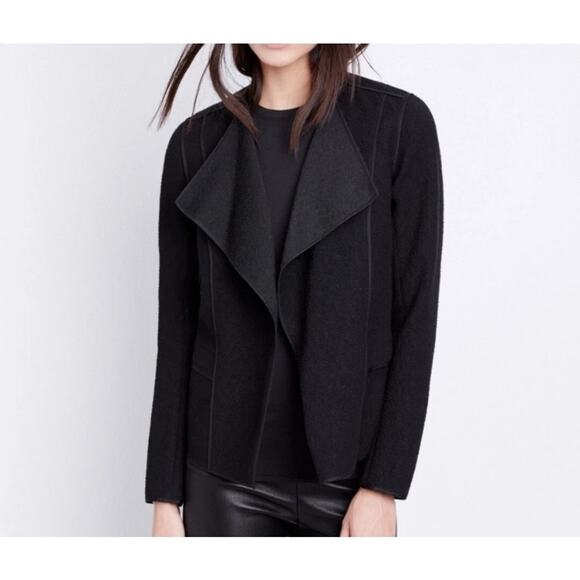 Vince Black Asymmetrical Boucle Open Front Jacket Small - Picture 1 of 10